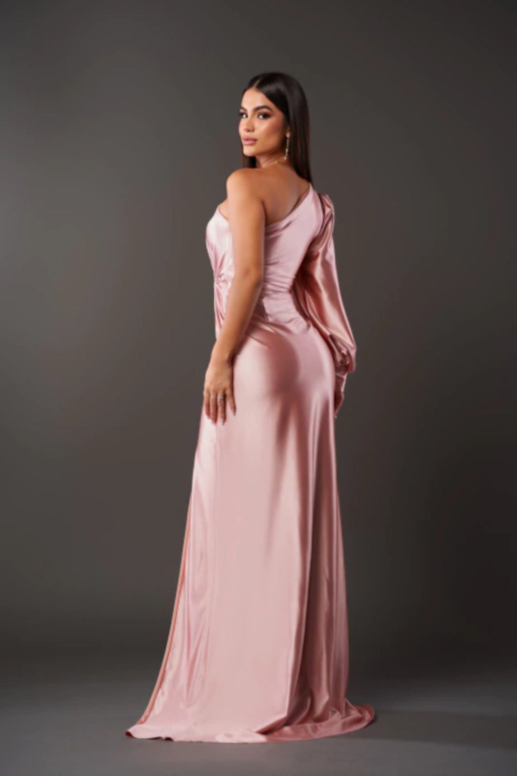 Araceli | Einärmeliges Satinkleid