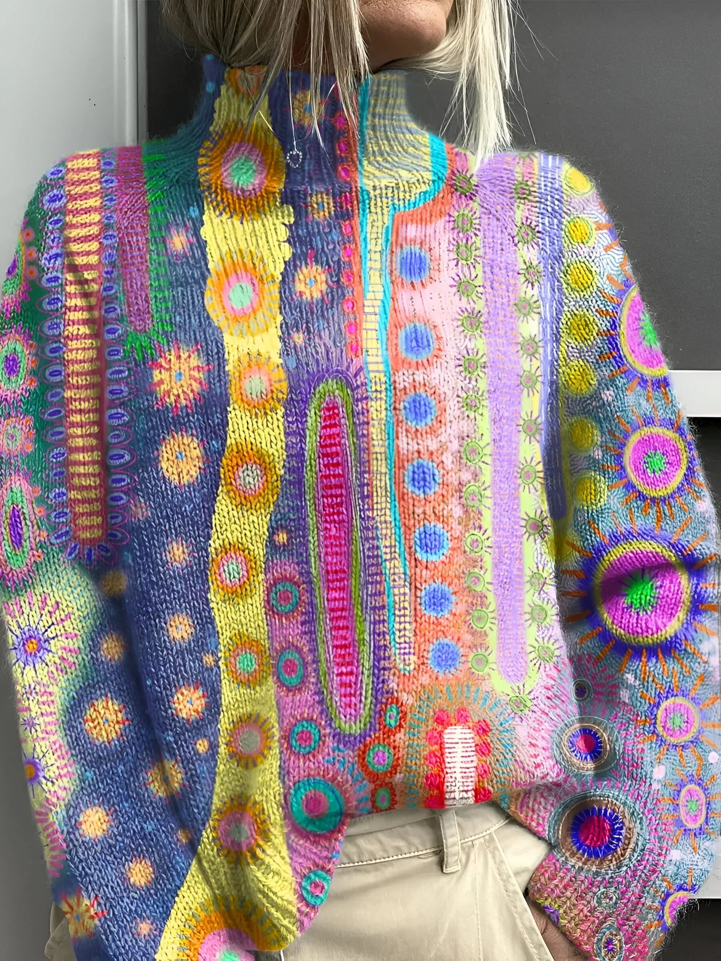 Nina | Bunter Pullover mit Sonnenmuster