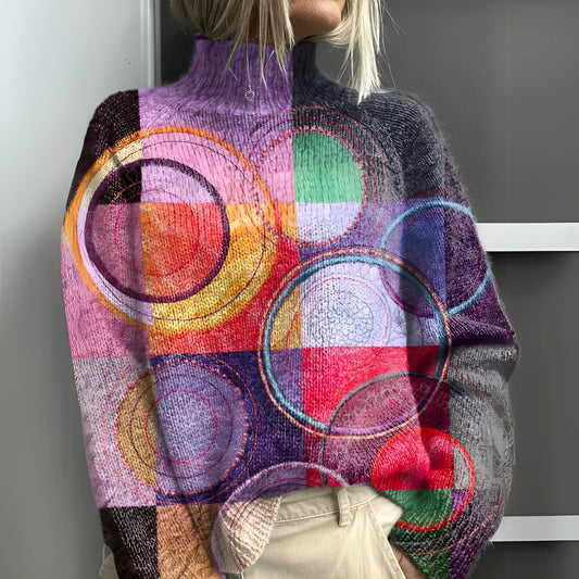 Mila | Bunter gestrickter Rollkragenpullover