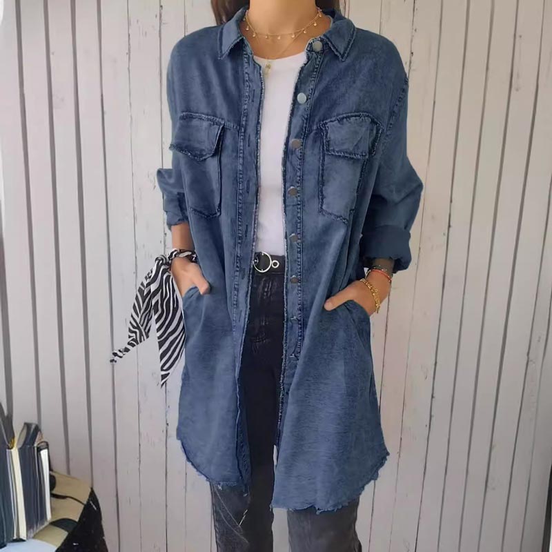 SANDRA / FAUX-DENIM LAPEL JAS