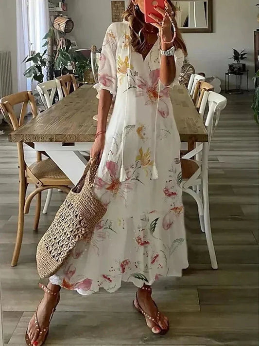 Vilma | Elegantes Sommerkleid mit V-Ausschnitt